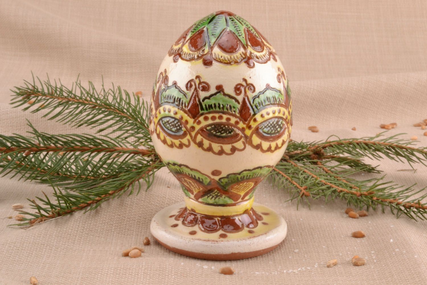 Western Ukrainian ceramic egg with holder photo 1