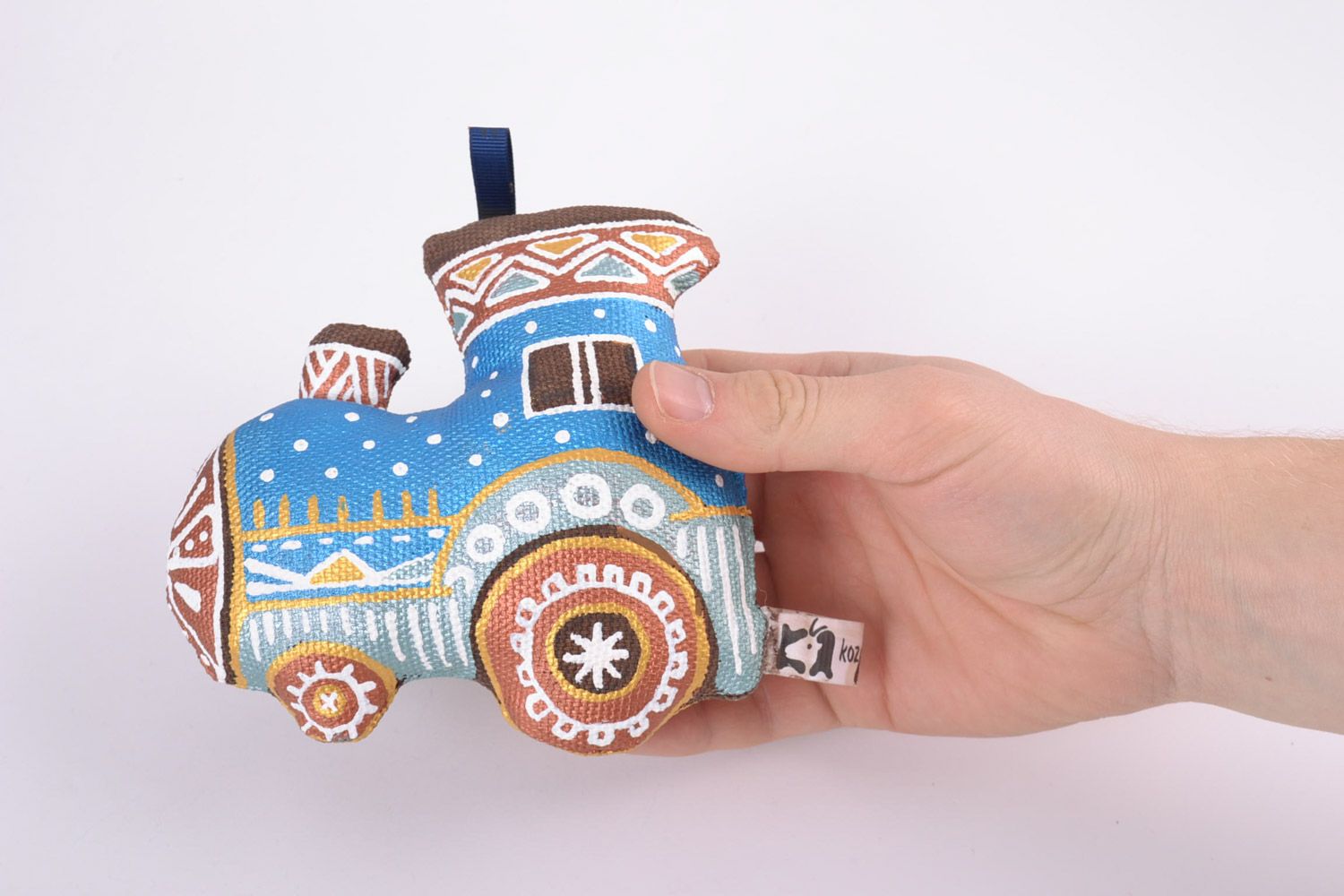 Weiches bemaltes Stoff Spielzeug Dampflok bunt Handarbeit Dekor für Haus foto 5