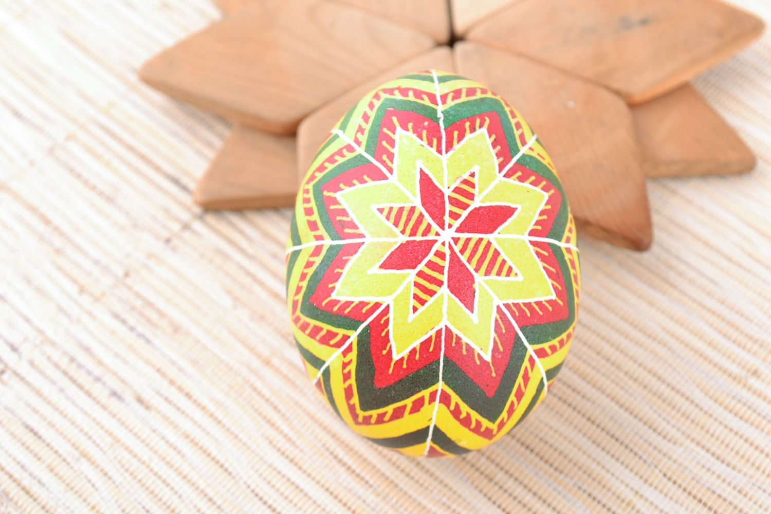 Beautiful multi-colored bright handmade painted chicken Easter egg photo 1