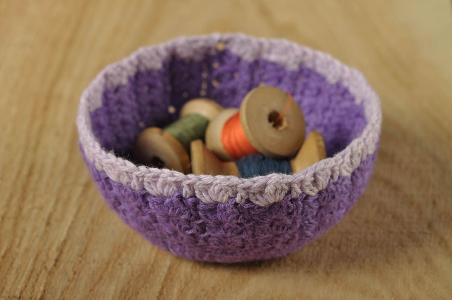 Korb rund handmade Ring Schatulle Geschenk für Frau Aufbewahrung Box lila weiß foto 1