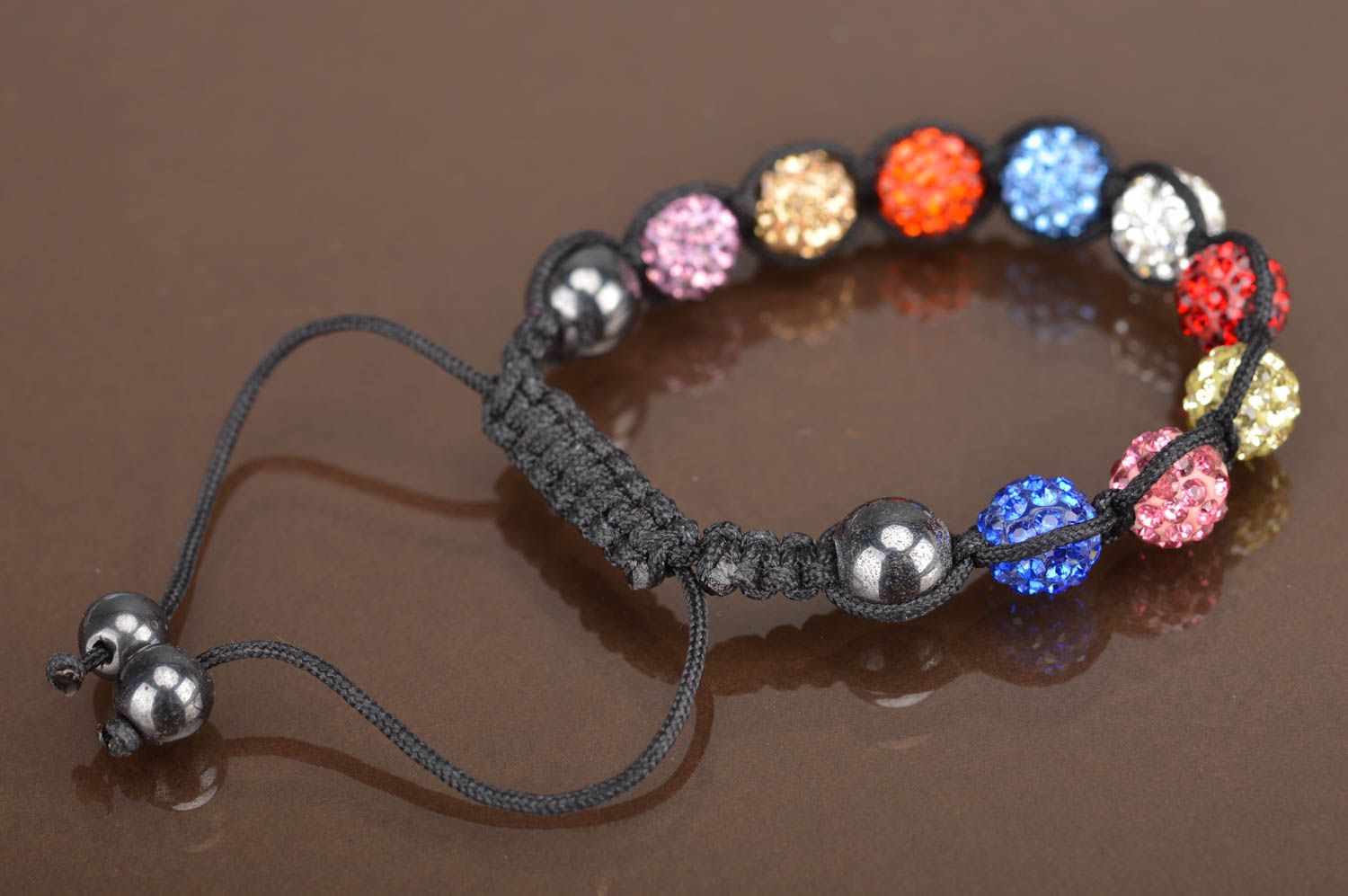 Bracelet fait main multicolore tressé avec perles fantaisie bijou pour femme photo 5
