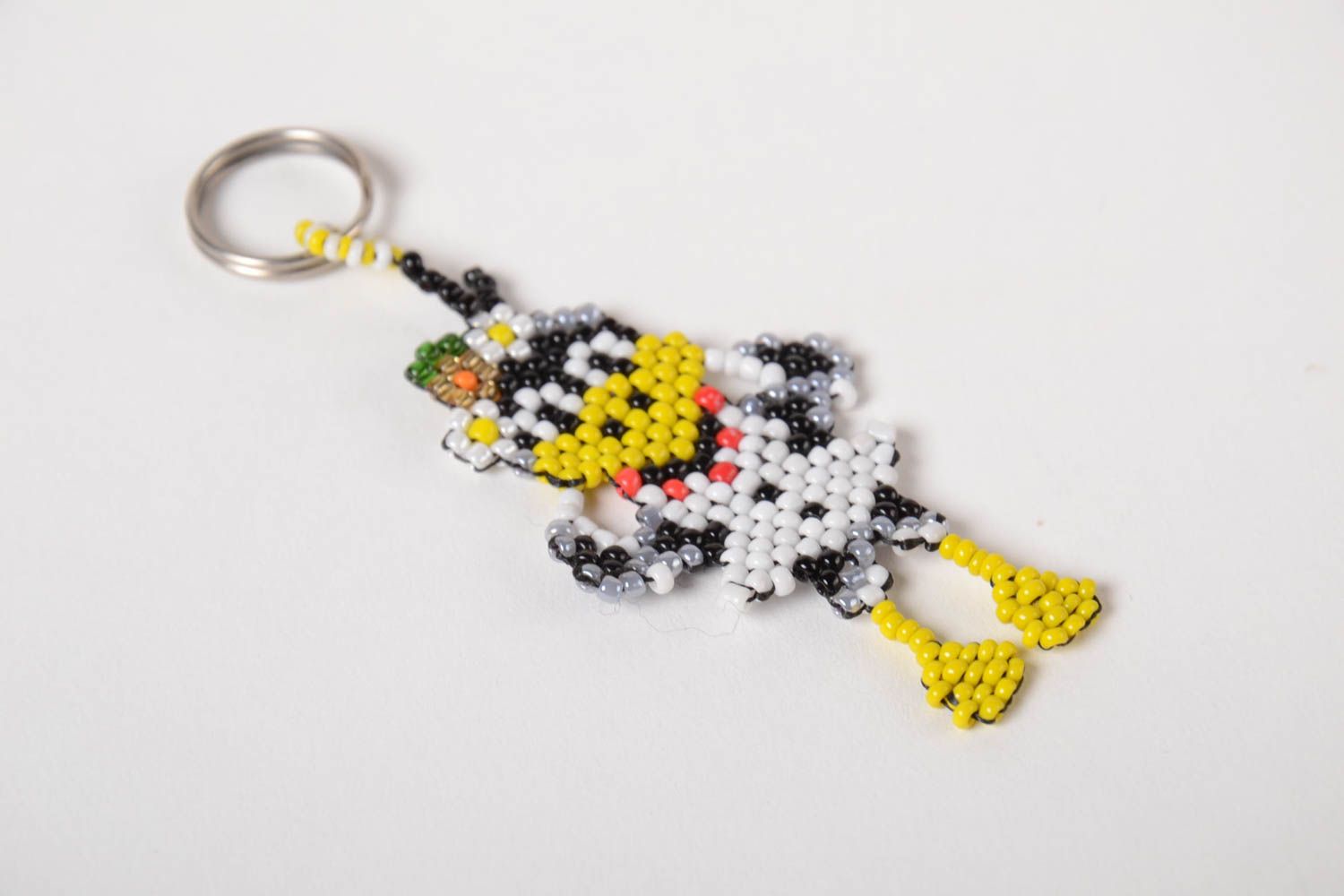Handmade unusual keychain beaded designer souvenir stylish accessory for keys photo 3