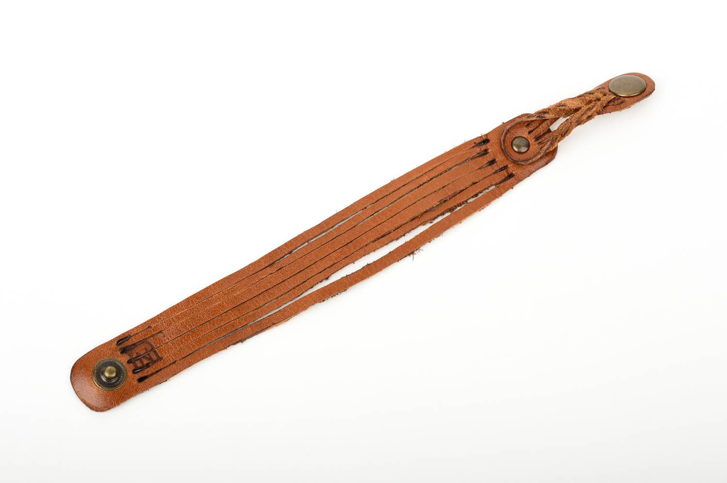 Pulsera de cuero hecha a mano color marrón regalo original brazalete artesanal foto 4