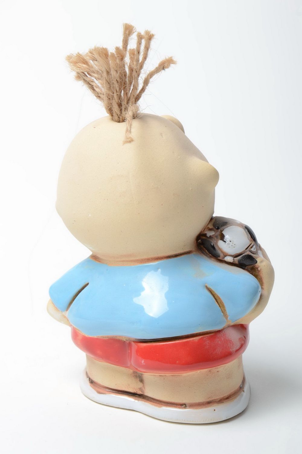 Petite figurine footballeur en demi-porcelaine peinte décorative faite main photo 5