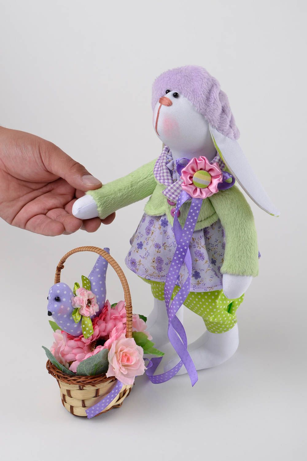 Handmade interior textile doll designer rag bunny toy present for children photo 2