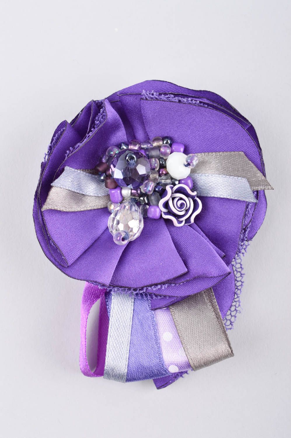 Broche artesanal de color violeta accesorio de moda regalo original para mujer foto 2