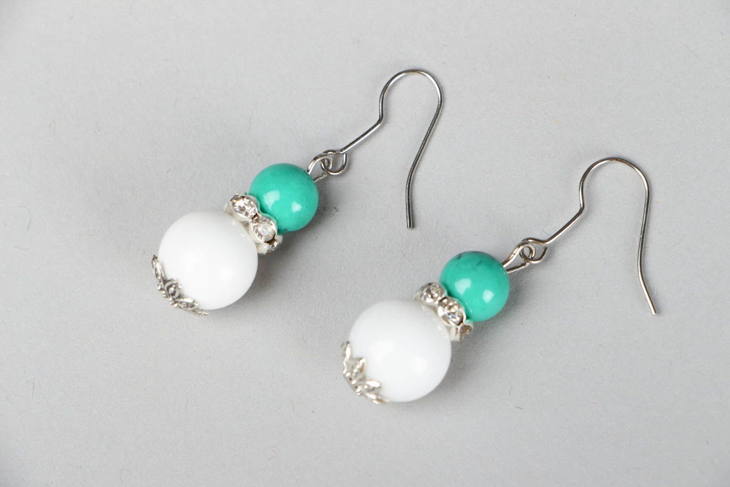 Earrings with agate and turquoise photo 1