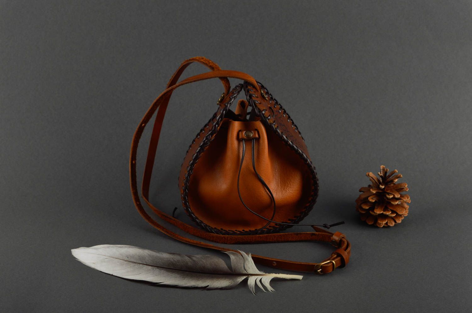 Bolso de cuero hecho a mano de cuero accesorio de moda regalo personalizado foto 2