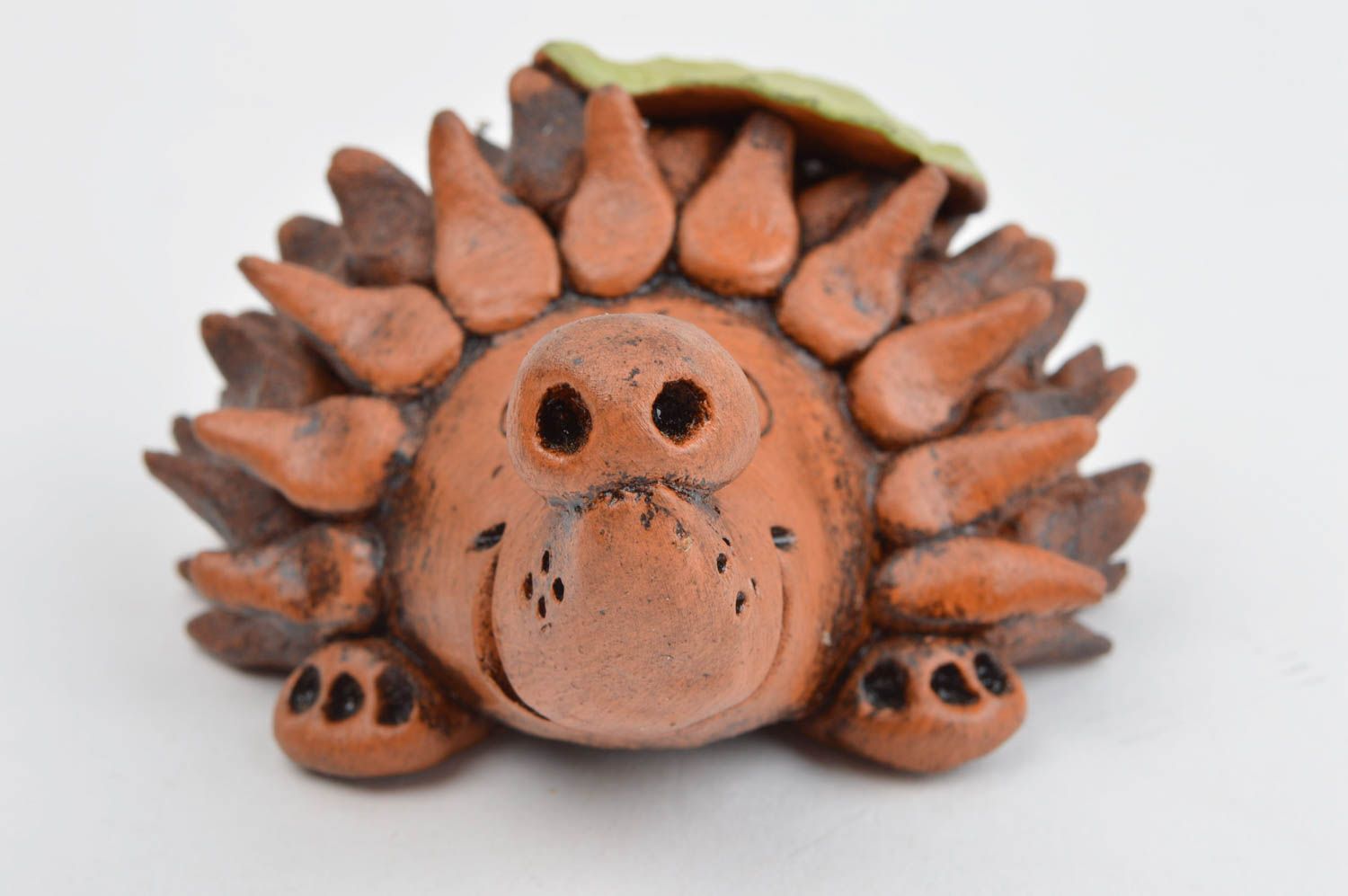 Handmade Keramik Figur Kinder Geschenk Wohnzimmer Deko aus Ton Igel lustig foto 3