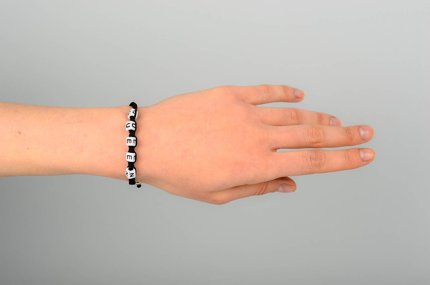 Handmade black stylish bracelet unusual textile bracelet elegant jewelry photo 2
