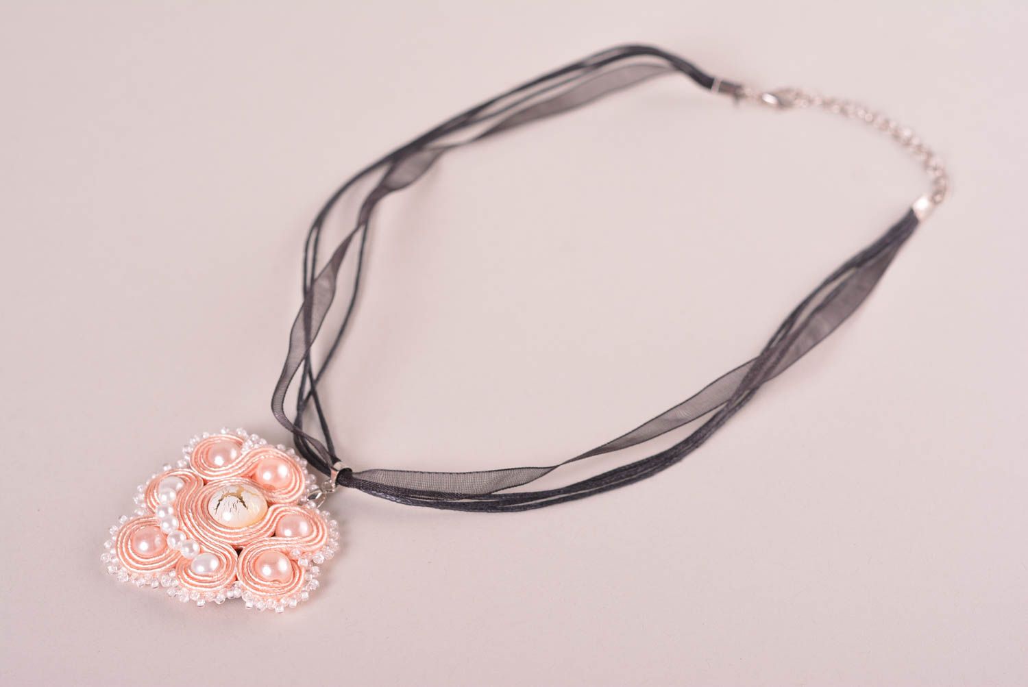 Handmade necklace charm necklace soutache pendant necklace designer jewelry photo 1