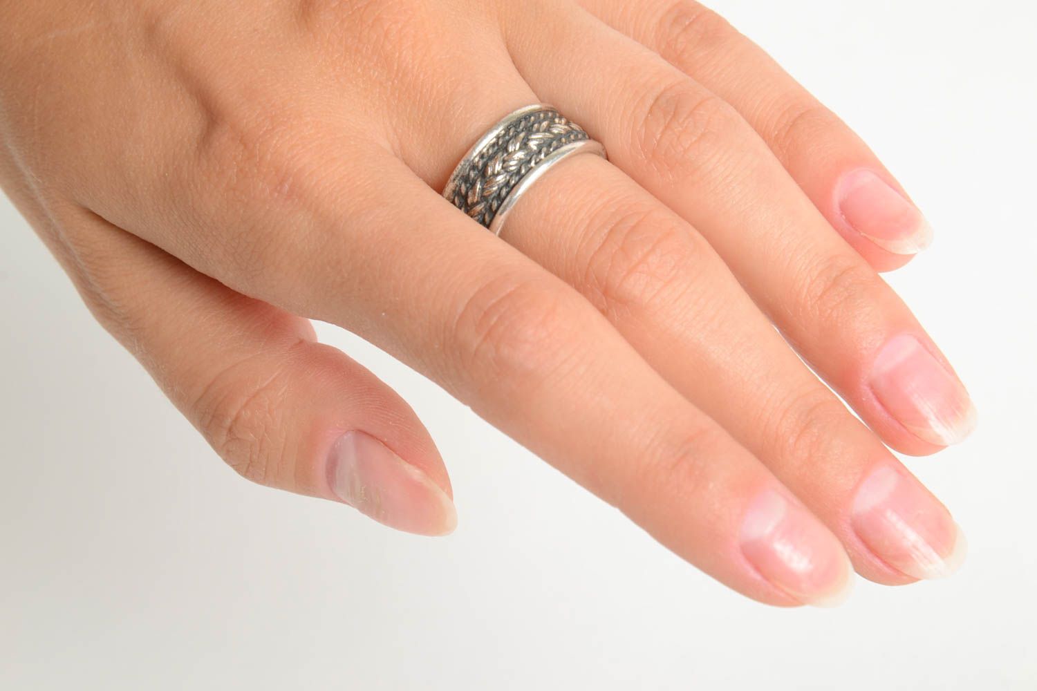 Beautiful handmade silver ring metal ring unisex ring designer accessories photo 2