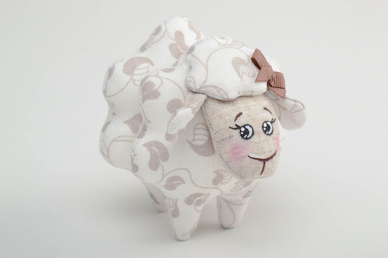 Beautiful nice handmade textile soft toy sheep for interior decor photo 2