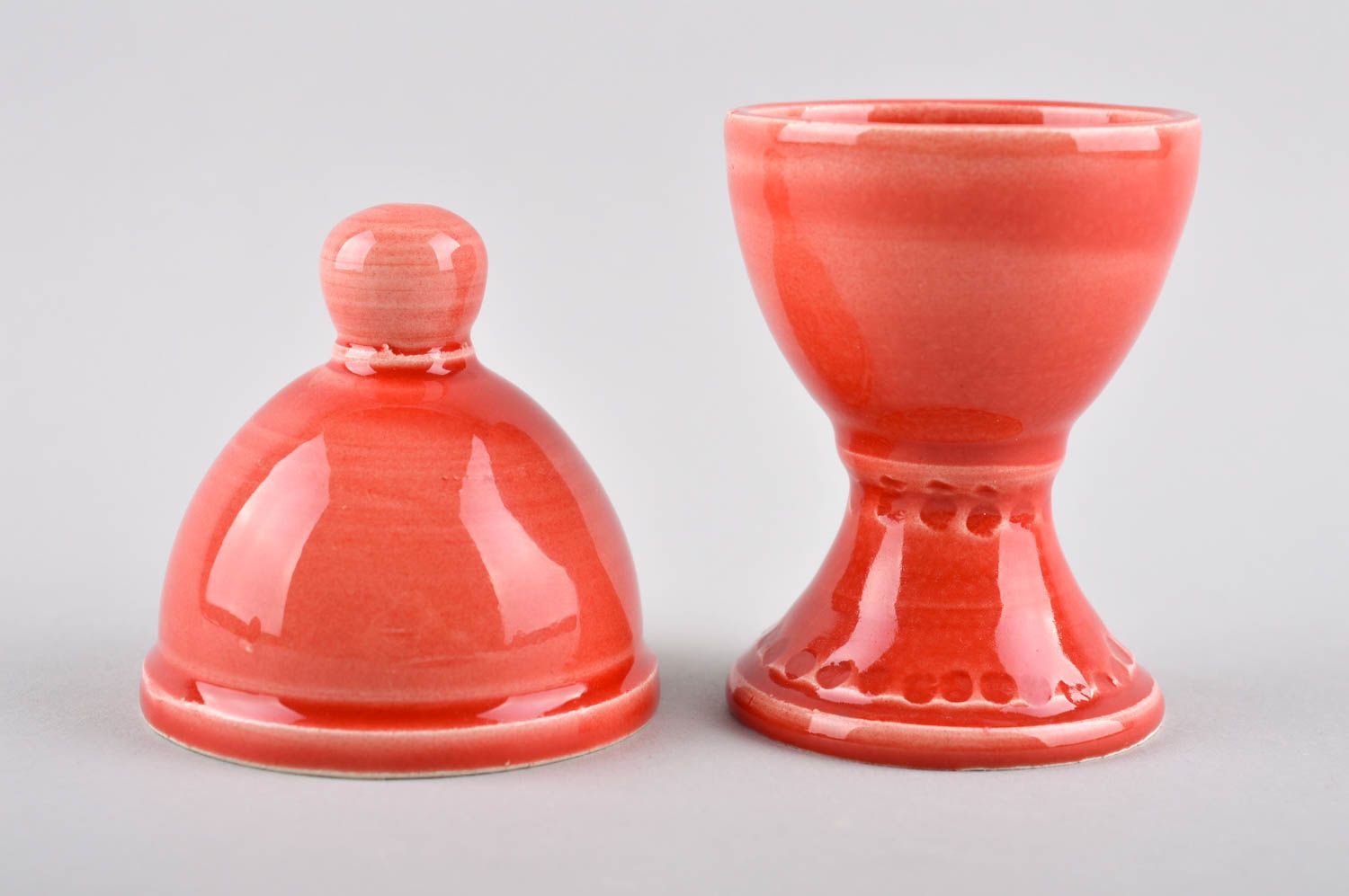 Ceramic glazed red wine goblet in the shape of an Easter egg photo 2