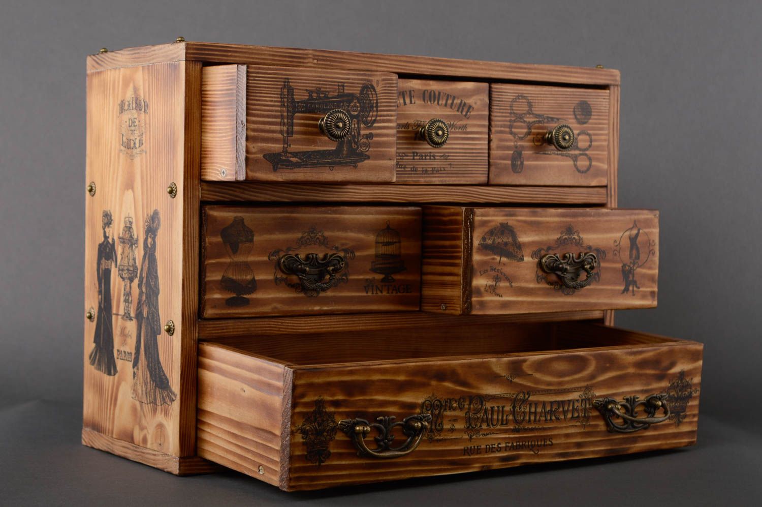 Wooden mini dresser in vintage style photo 2