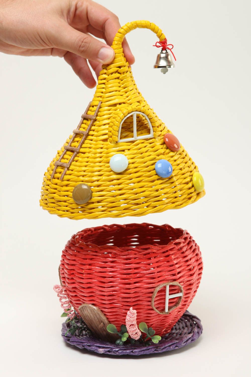 Handmade cute basket interesting home decor designer woven acessories photo 5