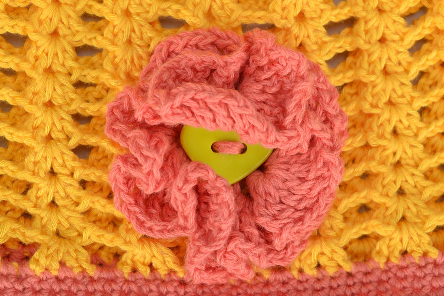 Crocheted hat for girls Yellow photo 2