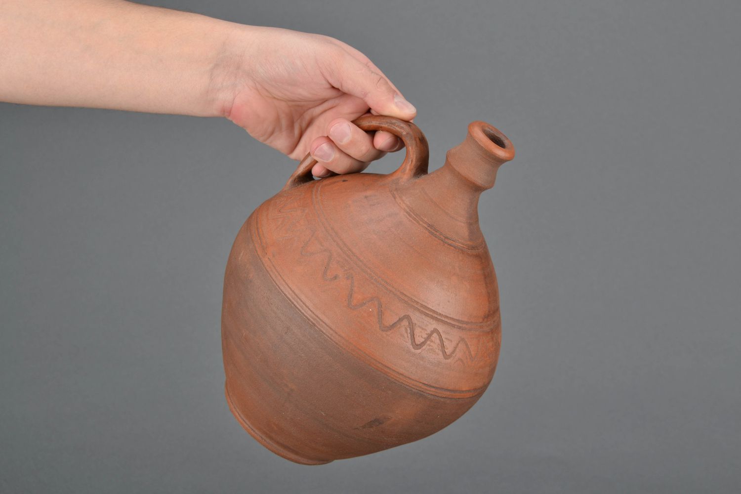 100 oz ceramic wine amphora carafe with handle in terracotta file 2,7 lb photo 2