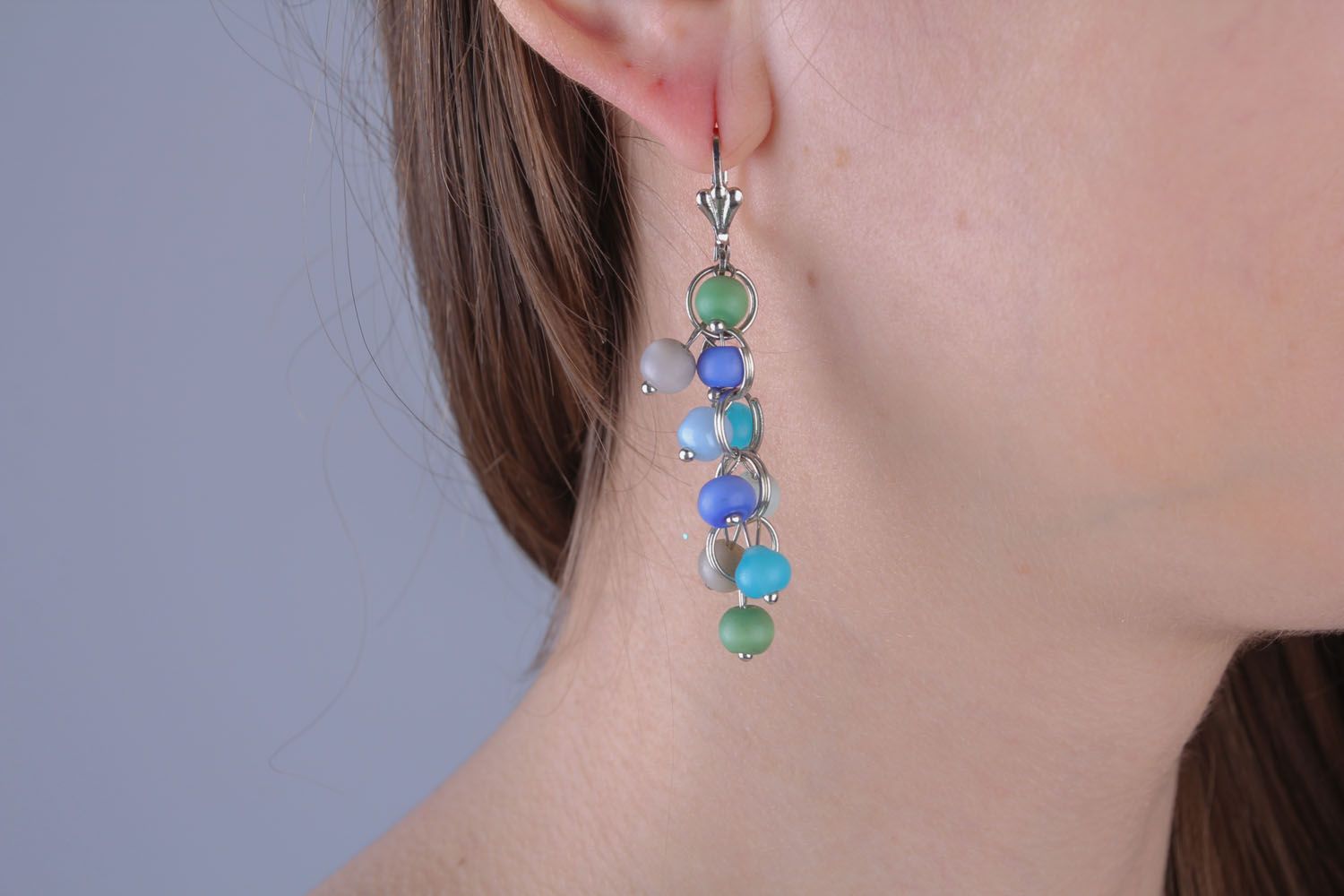 Long earrings made of natural stone photo 3