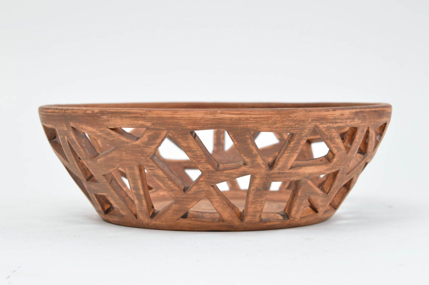 Handmade ceramic bowl for fruit beautiful openwork plate designer home decor photo 3