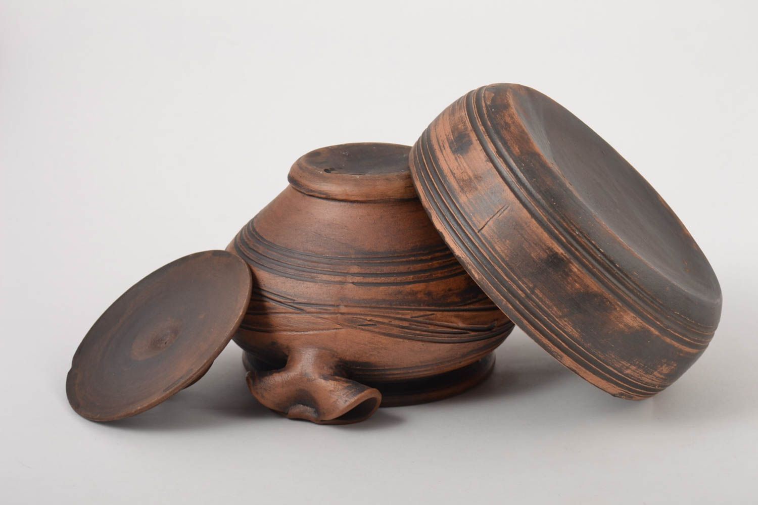 Geschirr Set handgeschaffen Keramik Topf originell Schale aus Ton praktisch foto 5
