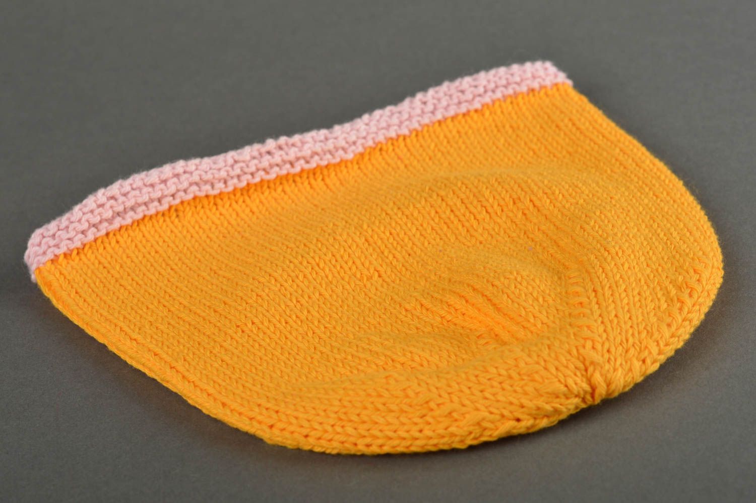 Bonnet tricot Chapeau au crochet fait main jaune pour garçons Vêtement enfant photo 3