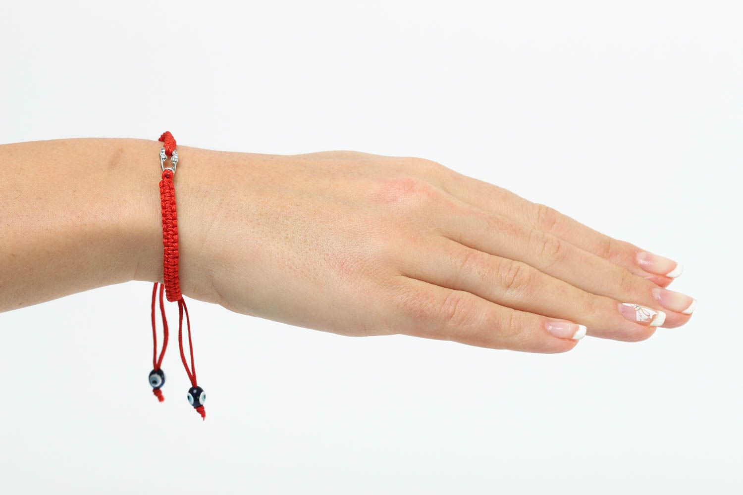 Bracelet en fils Bijou fait main rouge strass design fin Accessoire femme photo 5