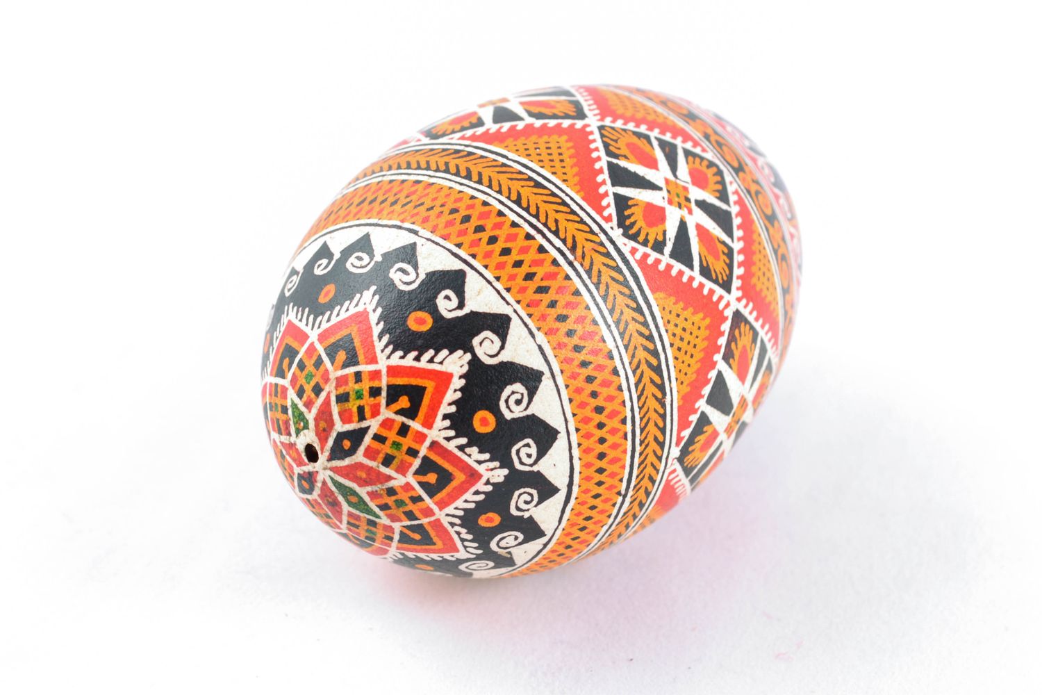 Handmade painted Easter egg with patterns photo 3