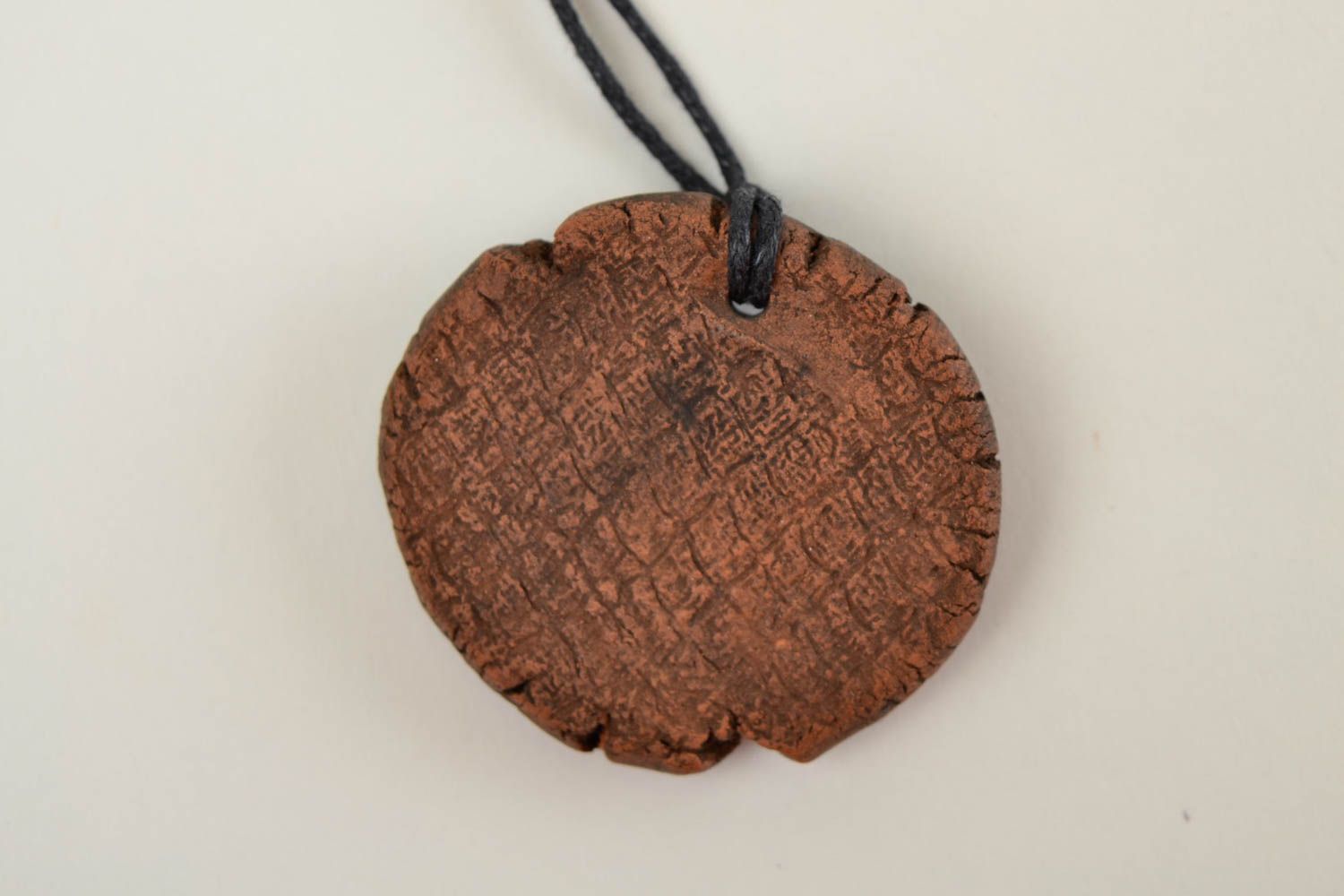 Round handmade ceramic pendant clay neck pendant unisex pendant design photo 5