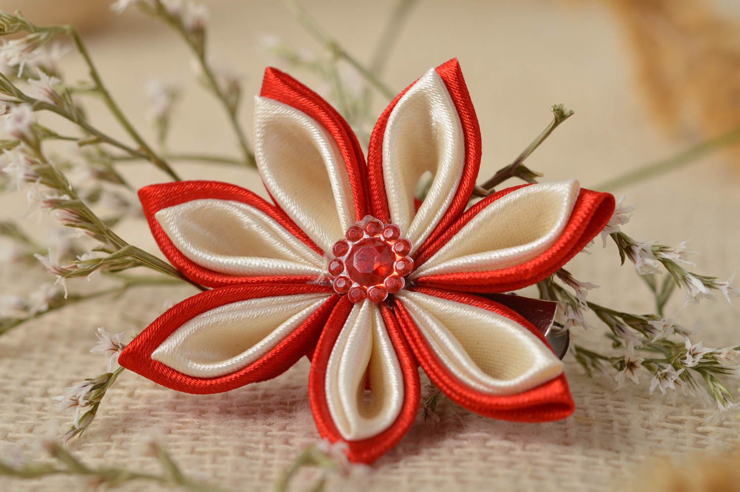 Handmade Frisur Haarspange Blume Haarspange Mode Accessoire in Rot schön grell foto 1