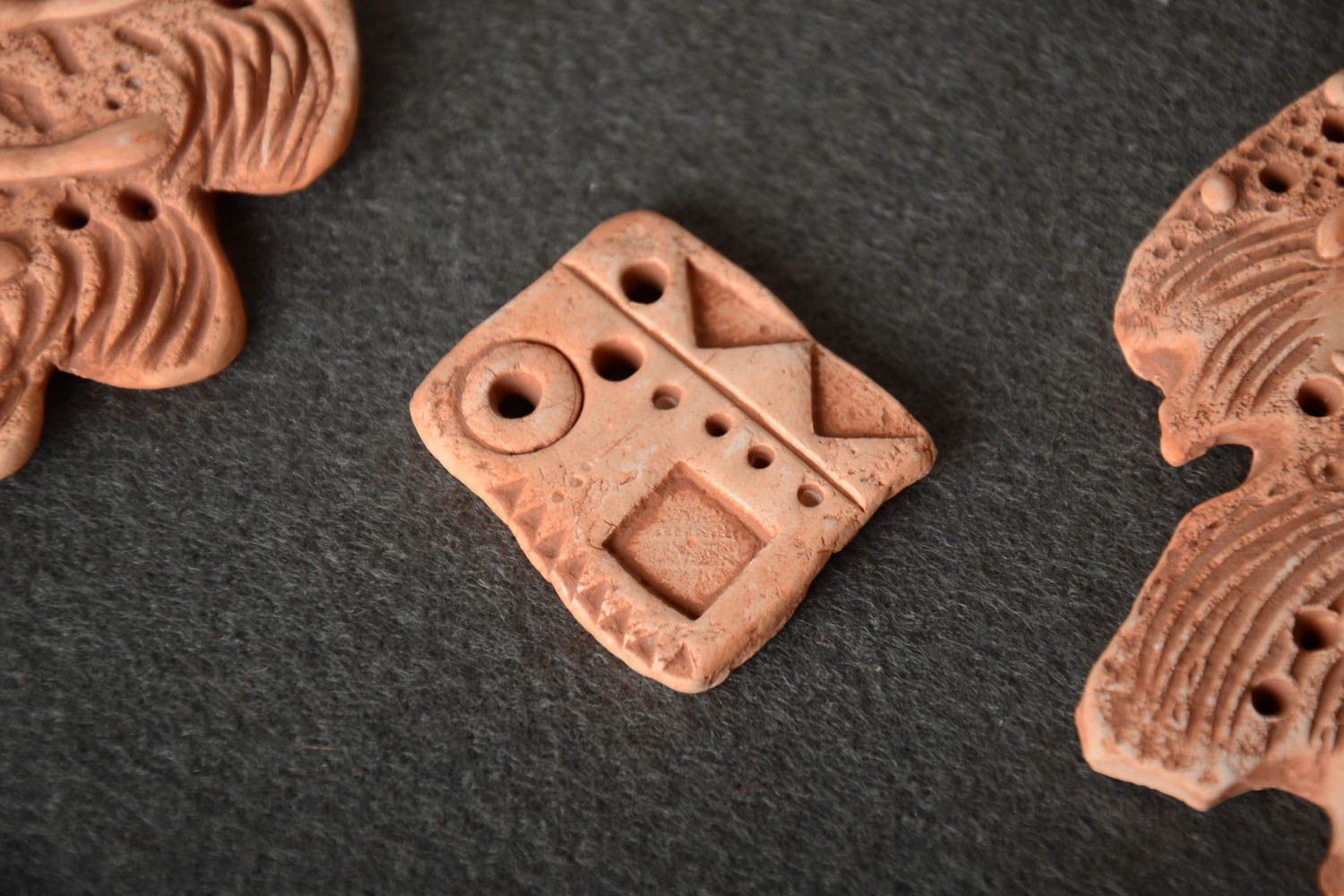 Unusual handmade designer clay craft blank pendant DIY accessory photo 1