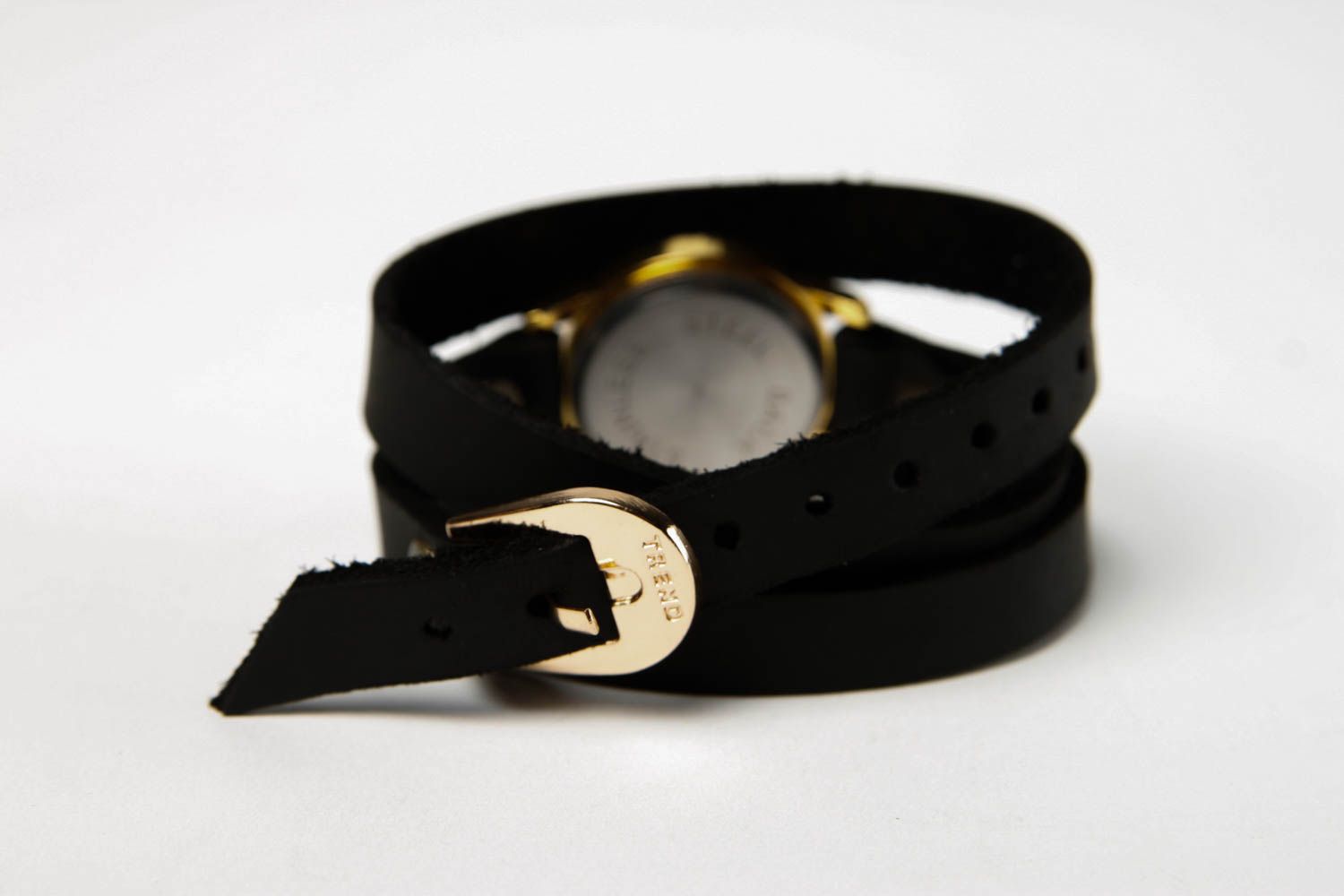 Bracelet cuir fait main Bracelet de montre noir design Accessoire en cuir photo 5
