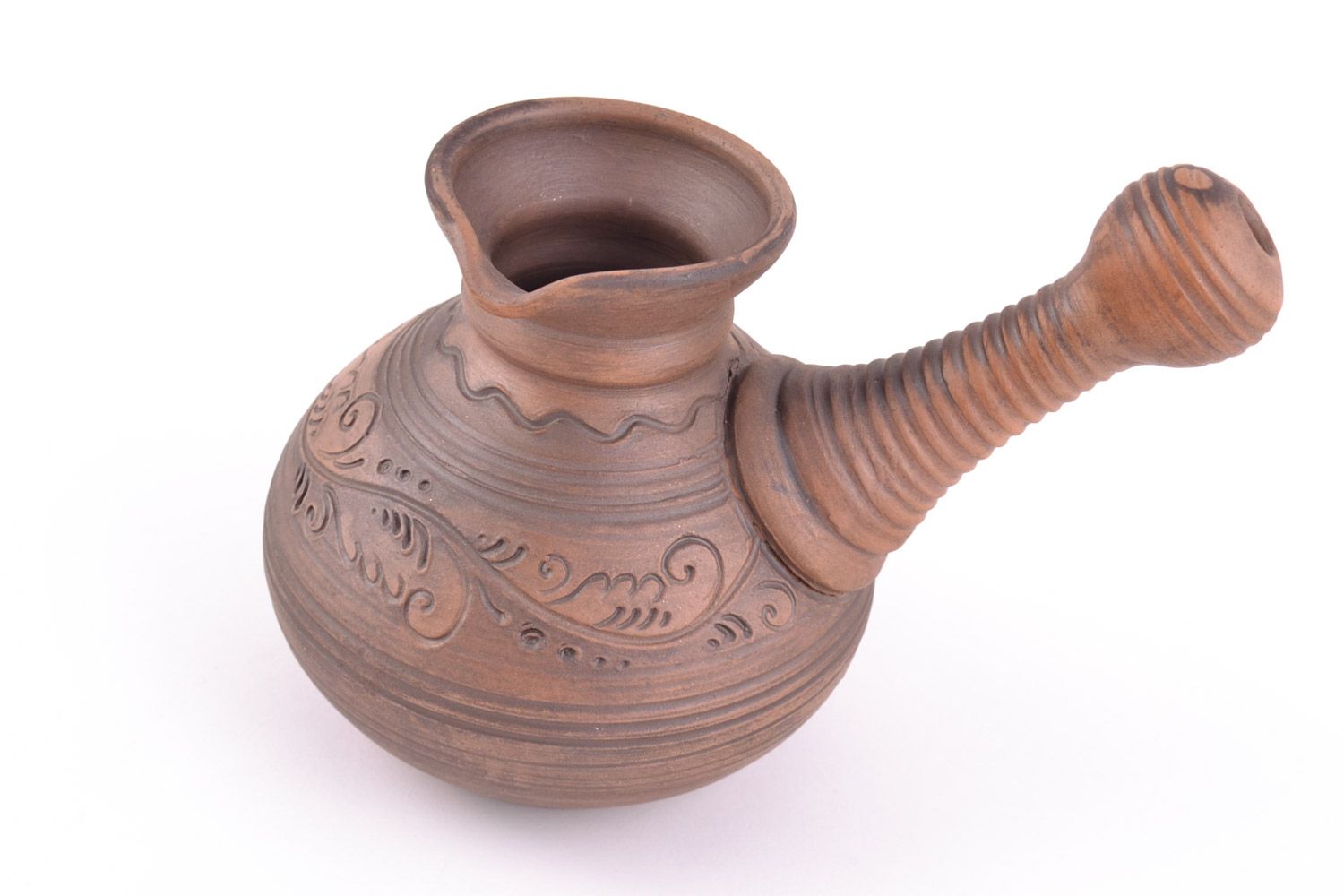 Handmade ceramic Turkish coffee pot kilned with the use of milk for 400 ml photo 3