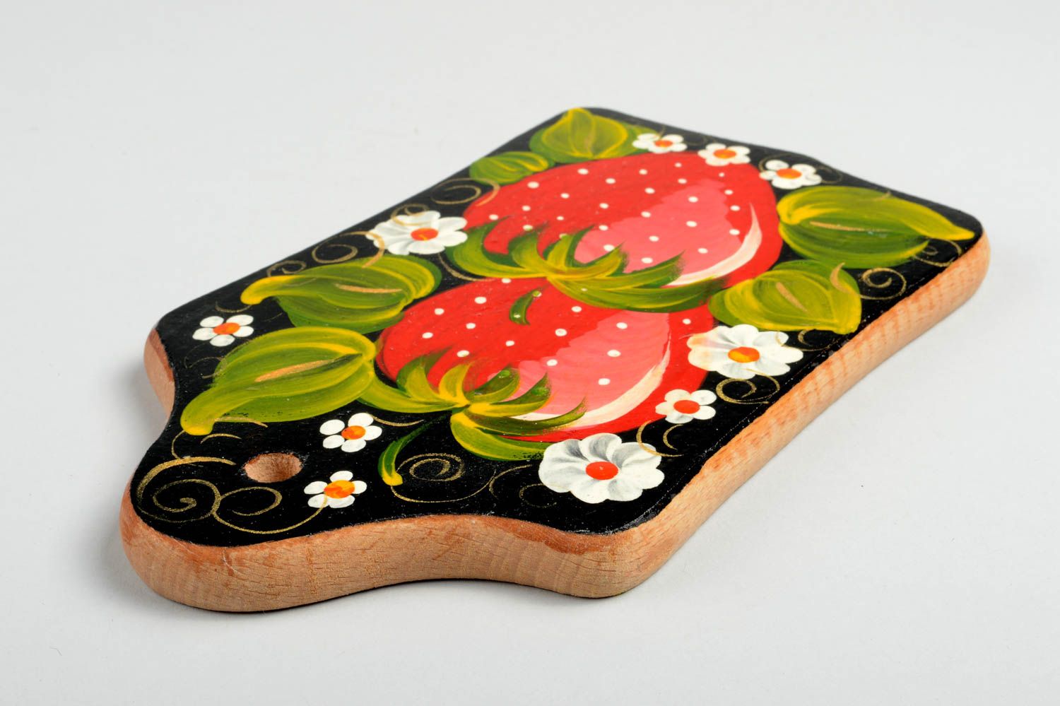 Tabla de madera para cortar artesanal menaje de cocina regalo original Fresas foto 4