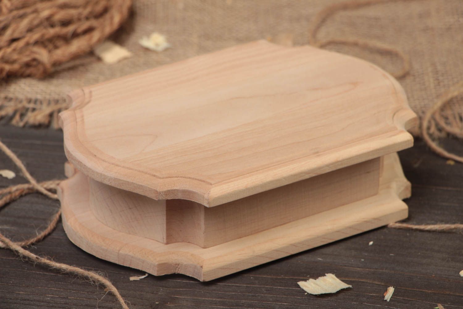 Pieza para manualidades hecha a mano de madera caja para joyas regalo creativo foto 1