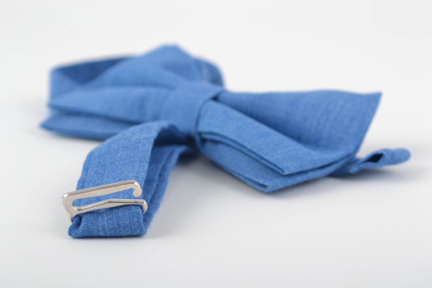 Handmade adjustable cotton fabric bow tie designer blue photo 5