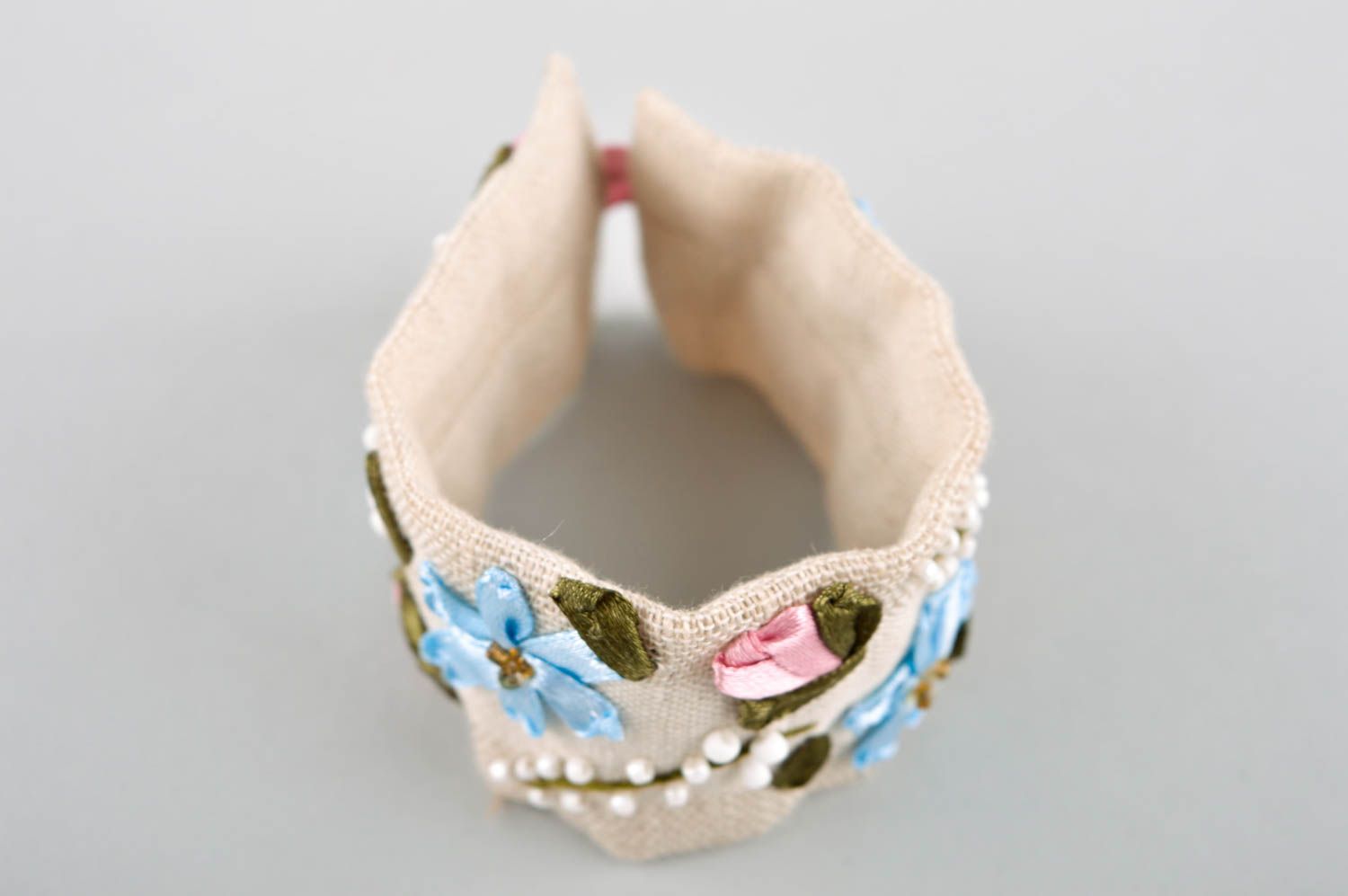 Stoff Armband handmade breites Armband Frauen Schmuck für Frauen mit Blumen foto 2
