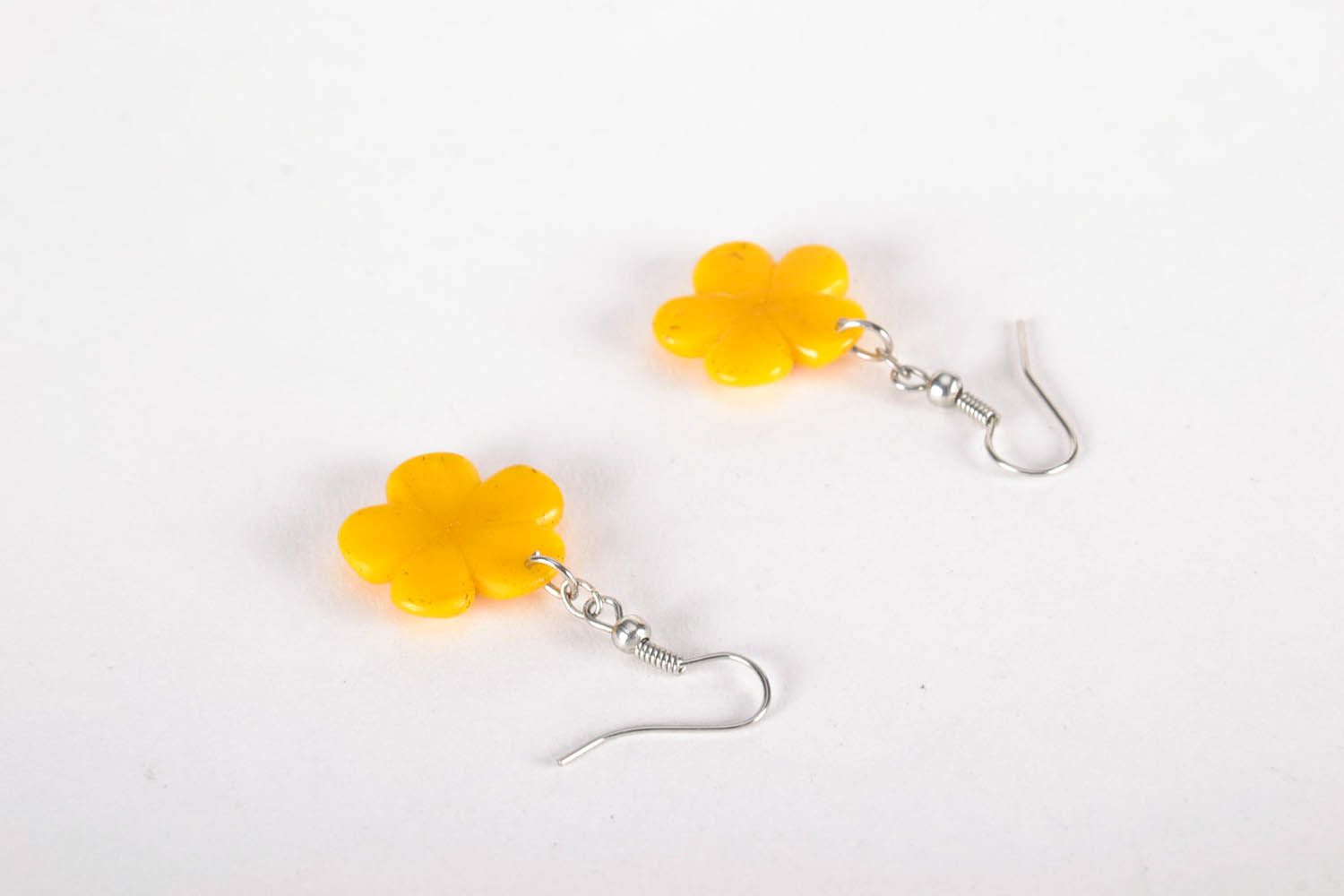 Earrings made of polymer clay Buttercups photo 5