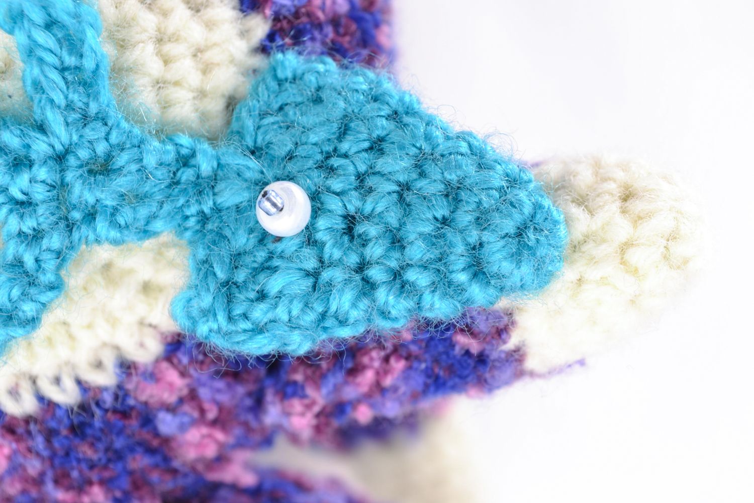 Jouet mou tricoté chat avec poisson fait main petit cadeau pour enfant photo 3