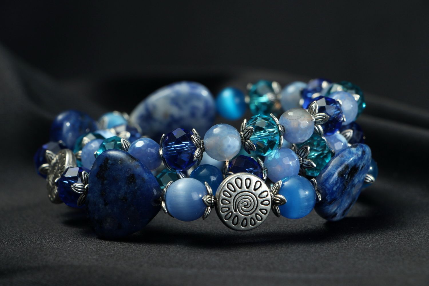 Blaues Armband mit Agat und Aquamarin  foto 3