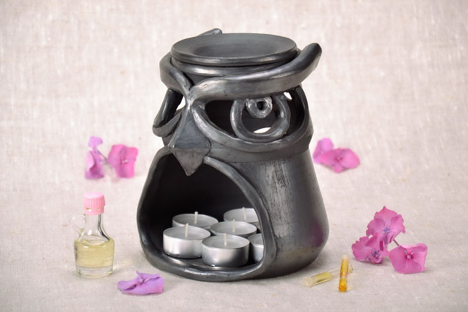 Aroma lamp made from clay Owl photo 1