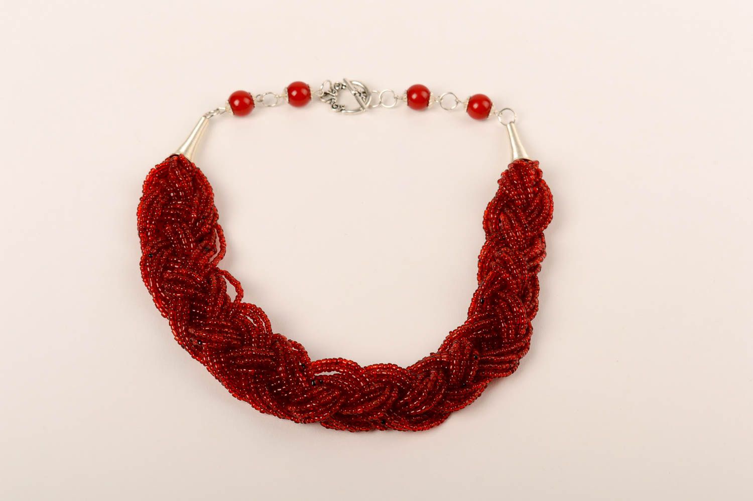 Collar de abalorios artesanal rojo regalo original para mujer bisutería de moda foto 4