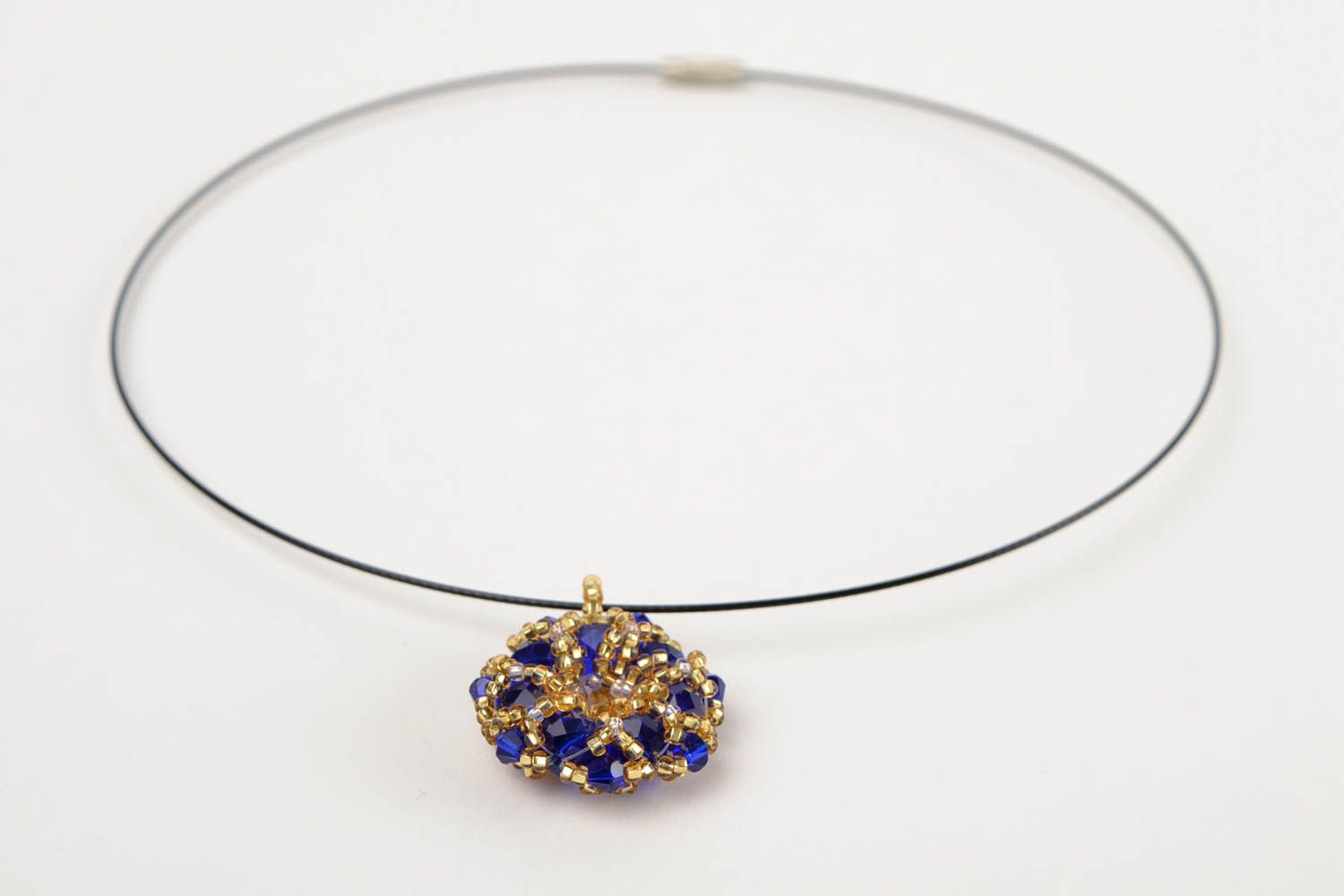 Seed beaded handmade pendant unique necklace designer present for women photo 5
