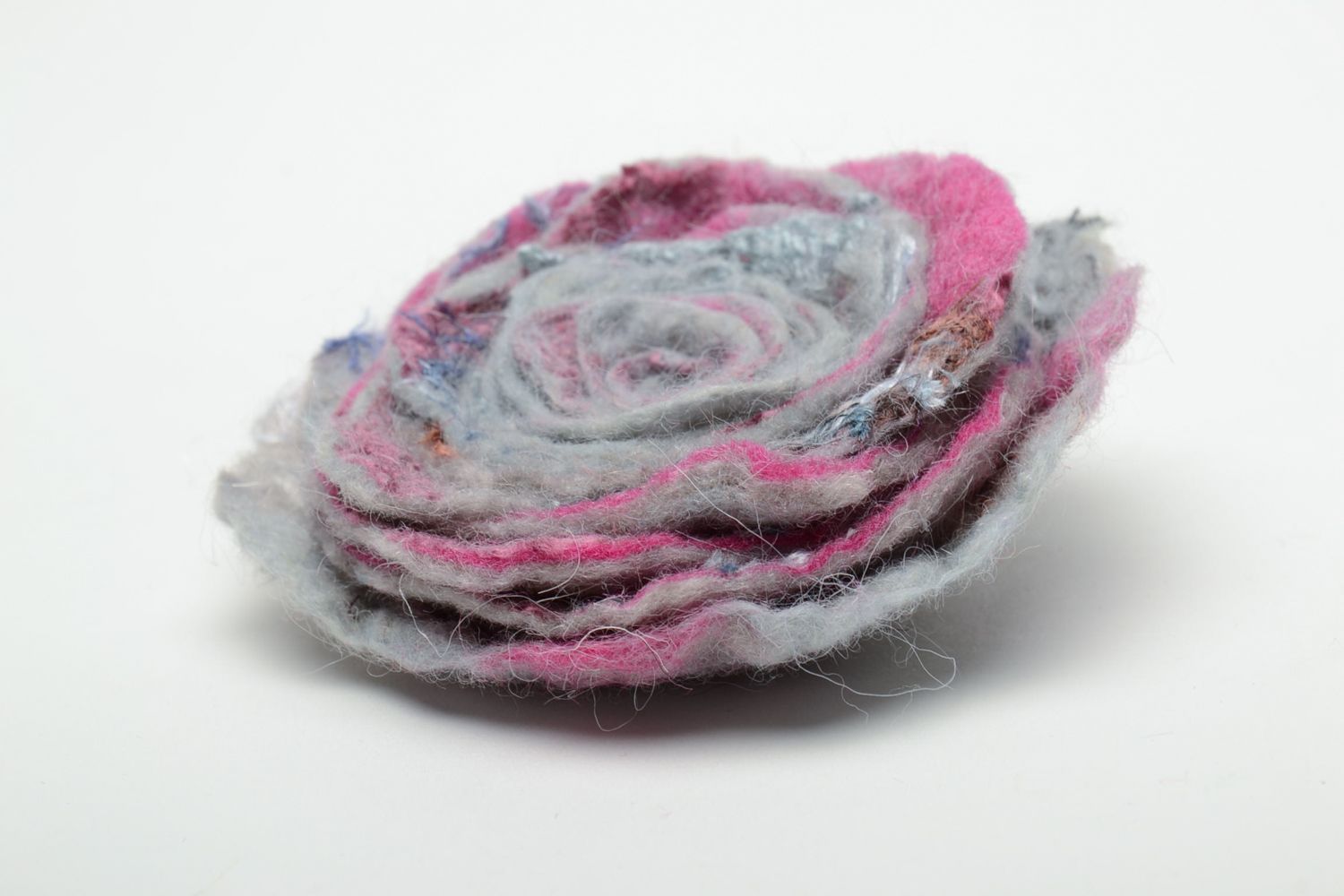 Unusual felted wool floral brooch photo 4