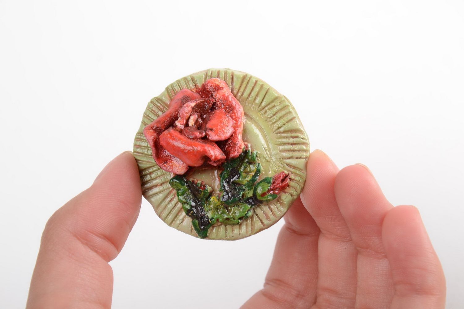 Handmade ceramic fridge magnet designer clay souvenir unusual fridge decor photo 3
