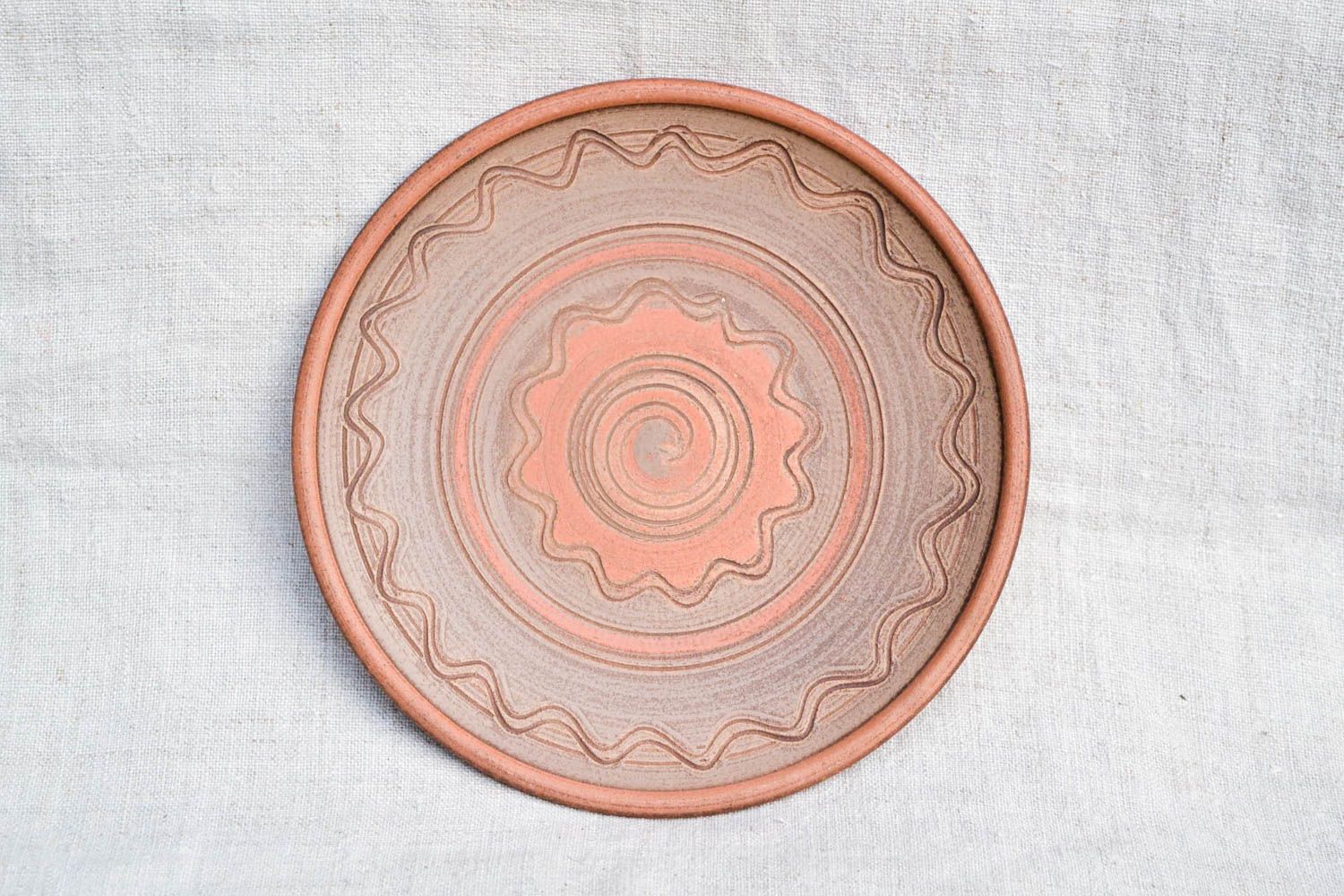 Керамическая тарелка ручной работы глиняная посуда расписная декор для дома фото 3