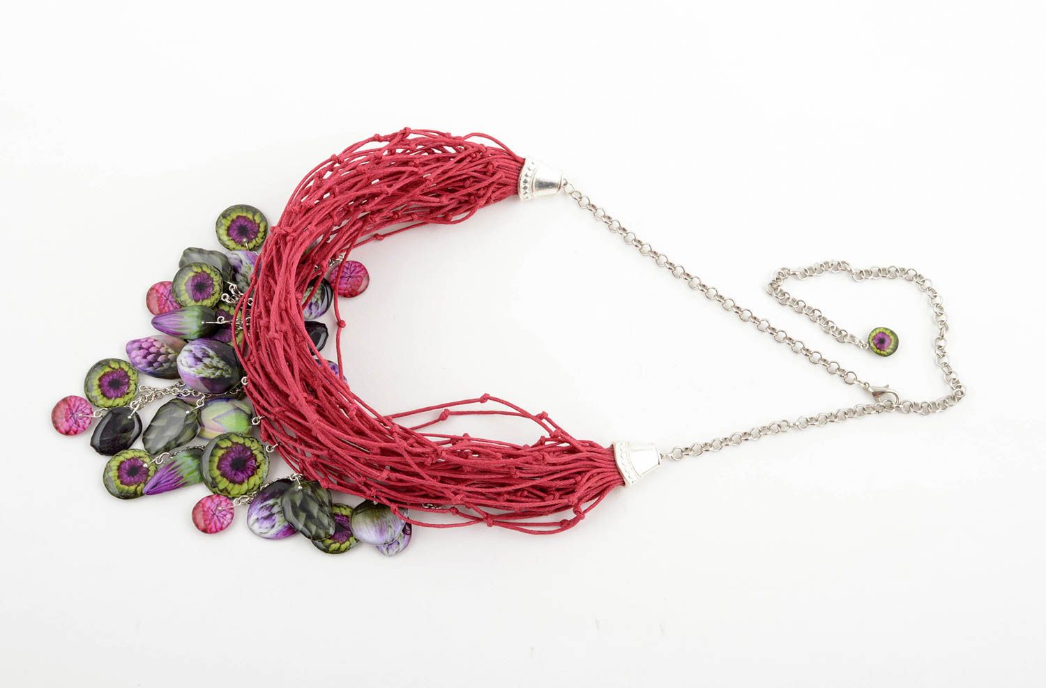 Handmade Halskette für Frauen Designer Schmuck Stoff Halskette bunt grell  foto 4
