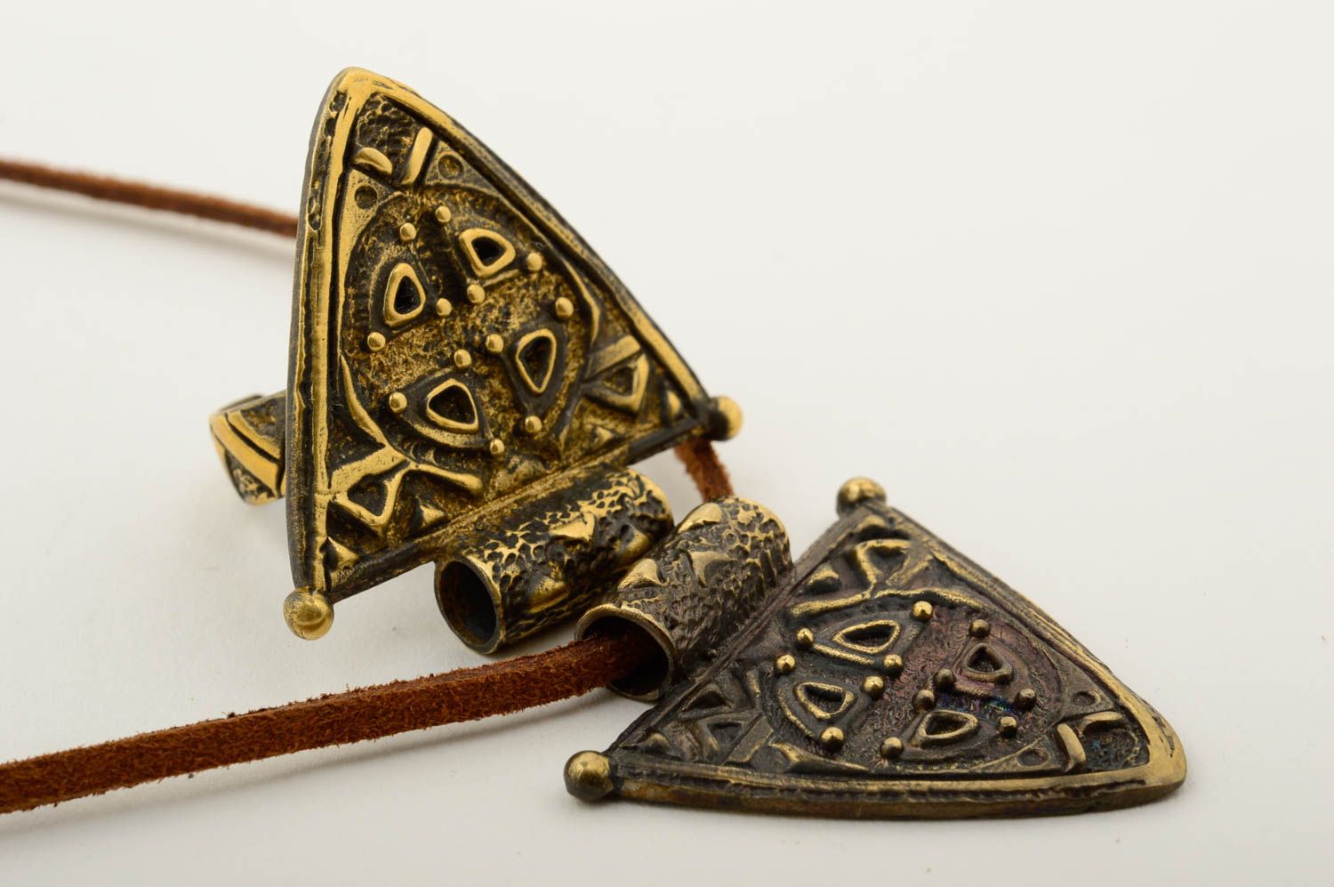 Handmade jewelry set metal ring metal pendant metal earrings small gifts photo 5