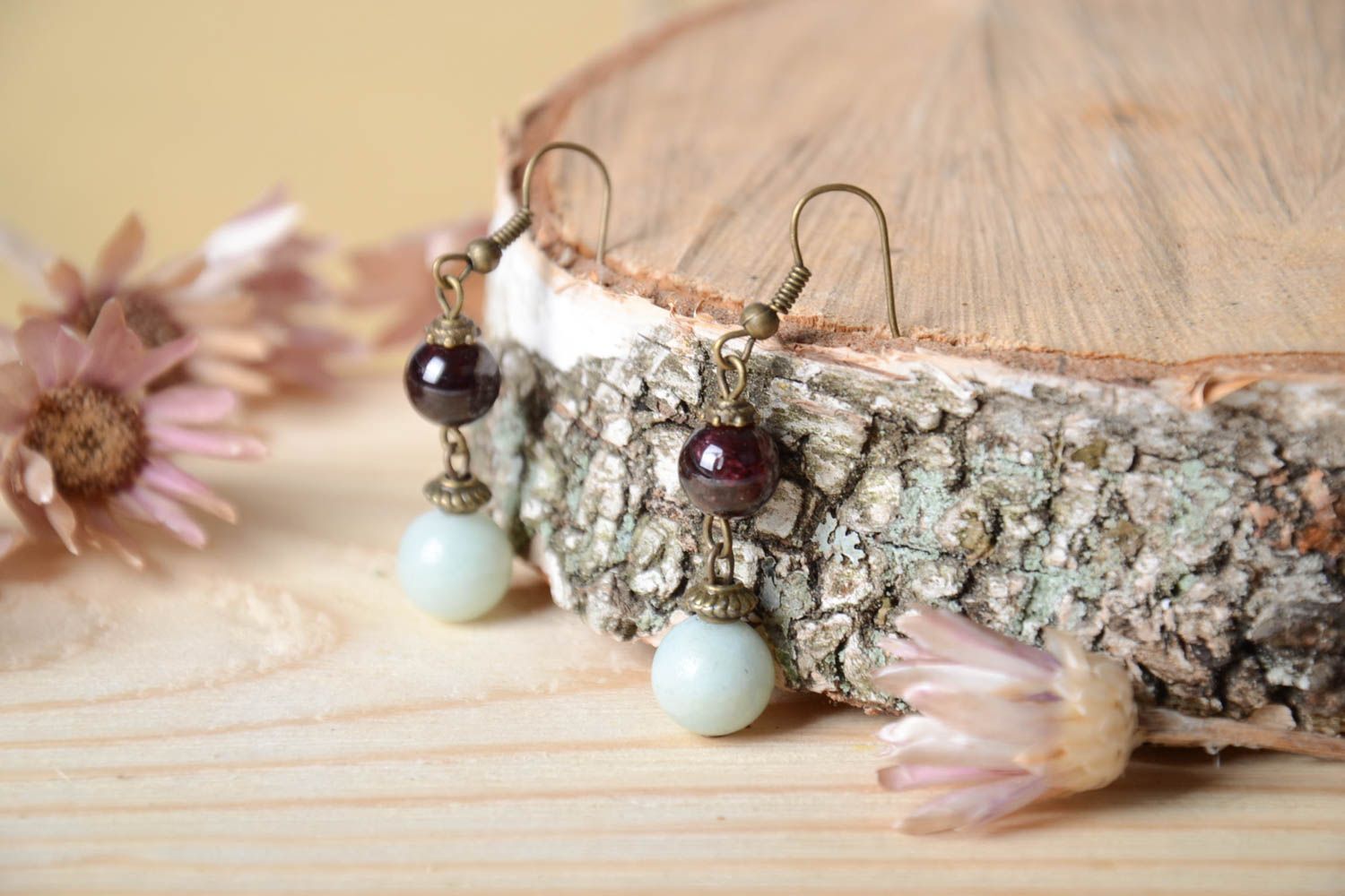Handmade designer earrings jewelry with natural stone designer earrings photo 1