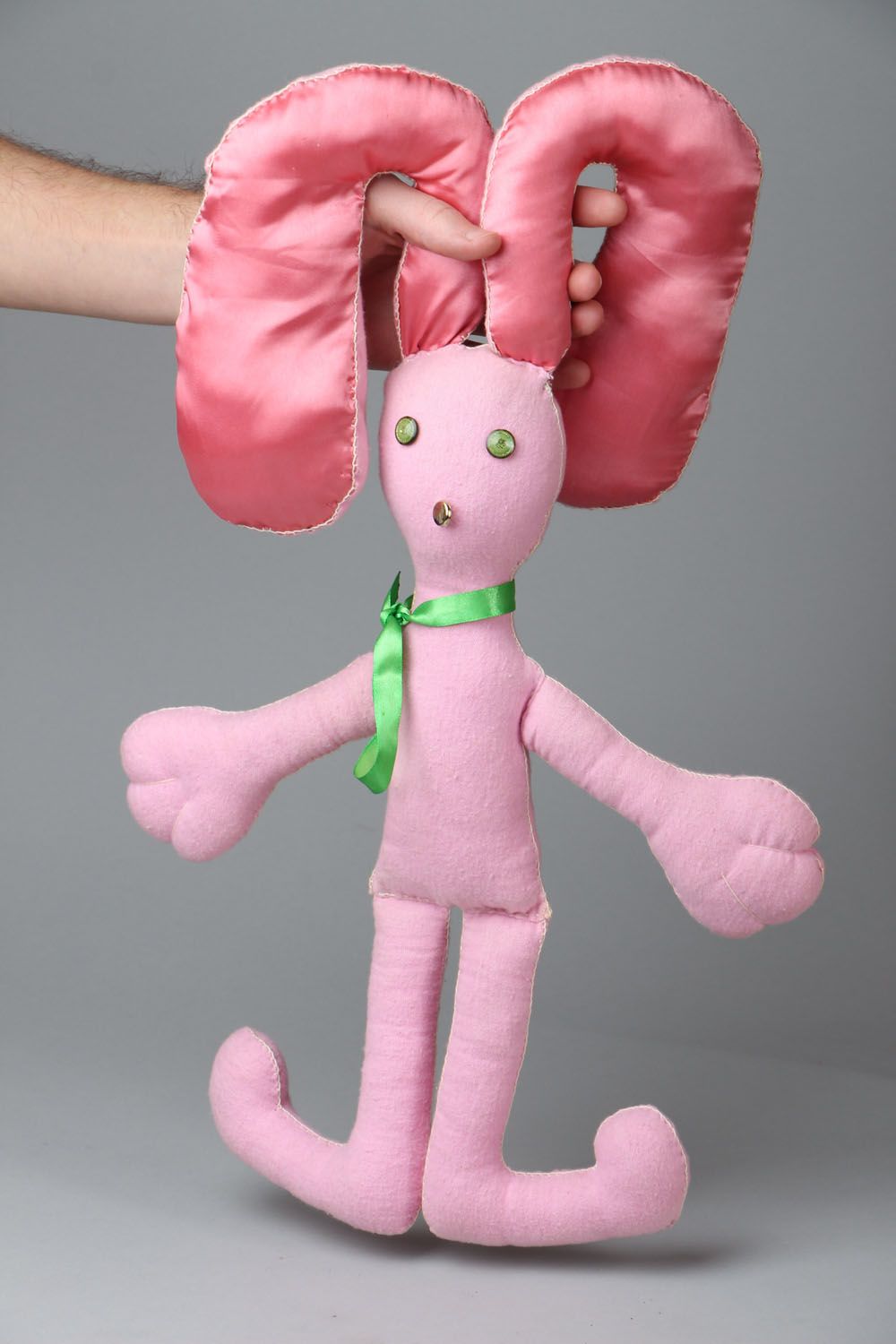Мягкая игрушка Розовый заяц фото 4